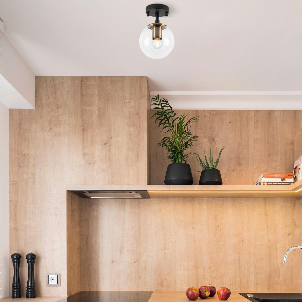 Opviq Deckenleuchte Atmaca bronze schwarz Metall Glas B/H/T/L/D: ca. 15x23x15x15x15 cm E14 1 Brennstellen Atmaca - schwarz/bronze (15,00/15,00/23,00cm) - Opviq