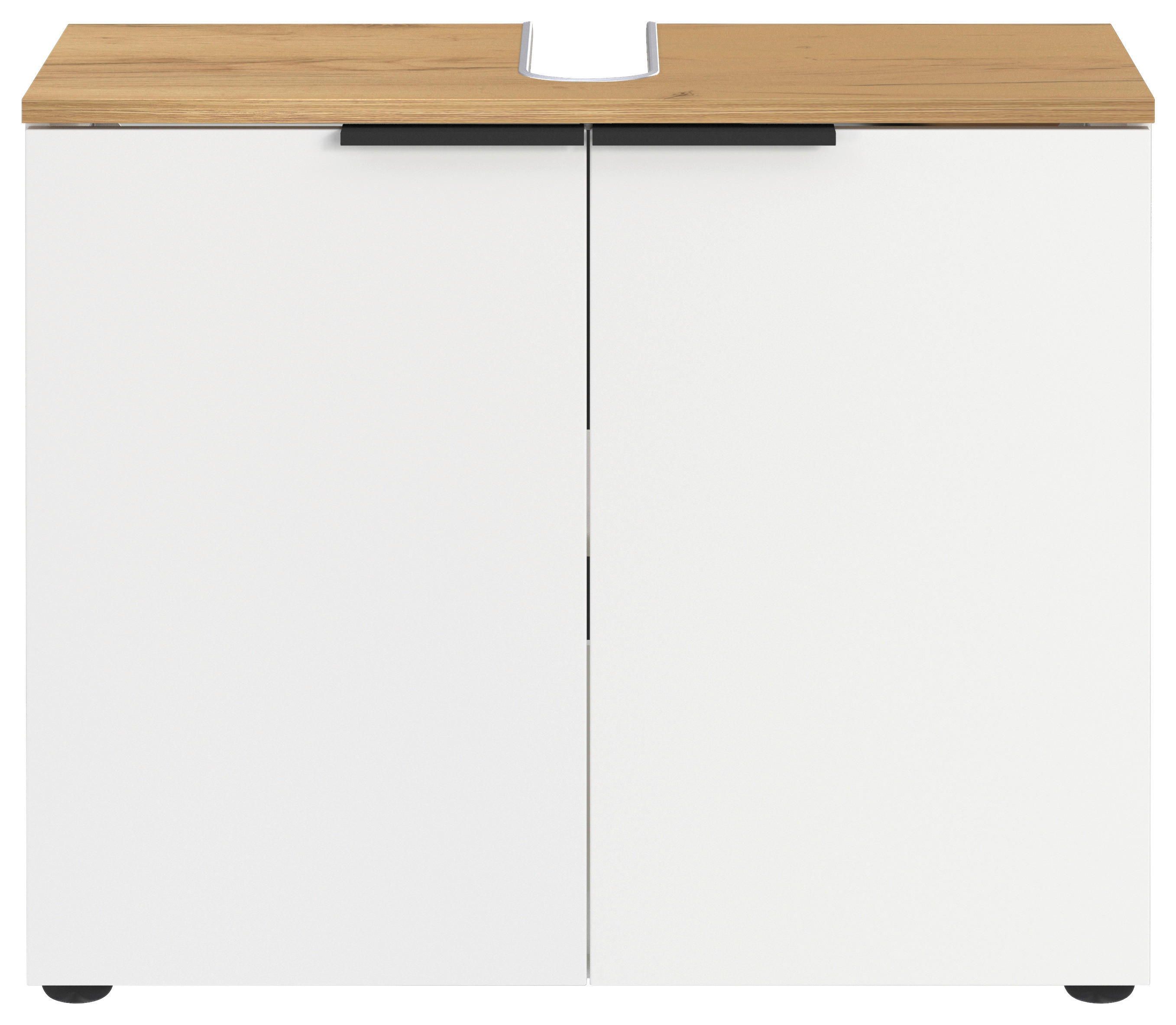 Waschbeckenunterschrank 6003-633 weiß Eiche Navarra Nachbildung B/H/T: ca. 70x58x34 cm 6003-633 - Eiche/weiß (70,00/58,00/34,00cm) - Germania