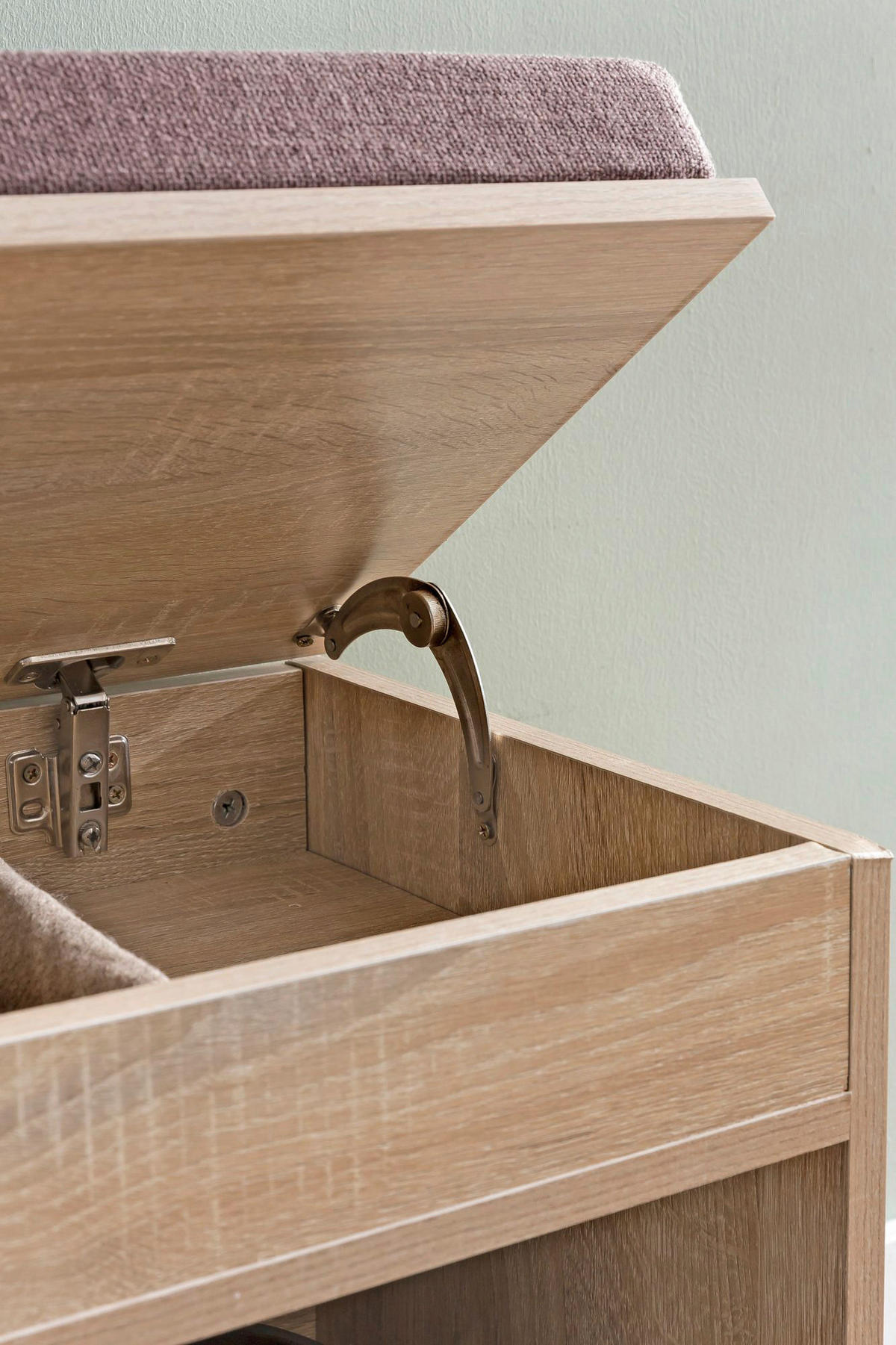 Schuhbank Eiche Sonoma Nachbildung braun B/H/T: ca. 104x51x32 cm Schuhbank - braun/Eiche (104,00/51,00/32,00cm) - Wohnling