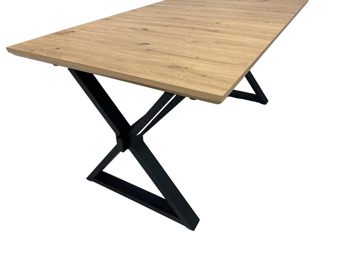 Esstisch Paddy Eiche Wildeiche hell Nachbildung B/T: ca. 160x90 cm Paddy - Eiche/schwarz (160,00/90,00cm)