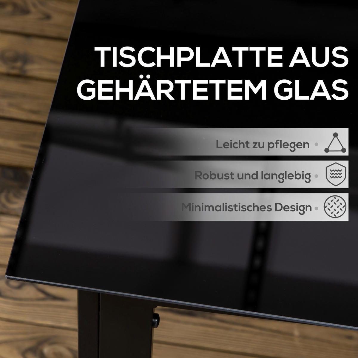 Outsunny Gartentisch schwarz Aluminium B/H/L: ca. 90x74x150 cm Gartentisch - schwarz (150,00/90,00/74,00cm) - Outsunny