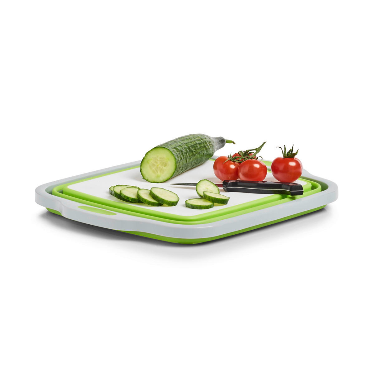 Zeller Falt-Schüssel 2in1 hellgrau Kunststoff B/H/L: ca. 31,8x14,3x40 cm Falt-Schüssel_2in1 - hellgrau/grün (40,00/31,80/14,30cm) - Zeller