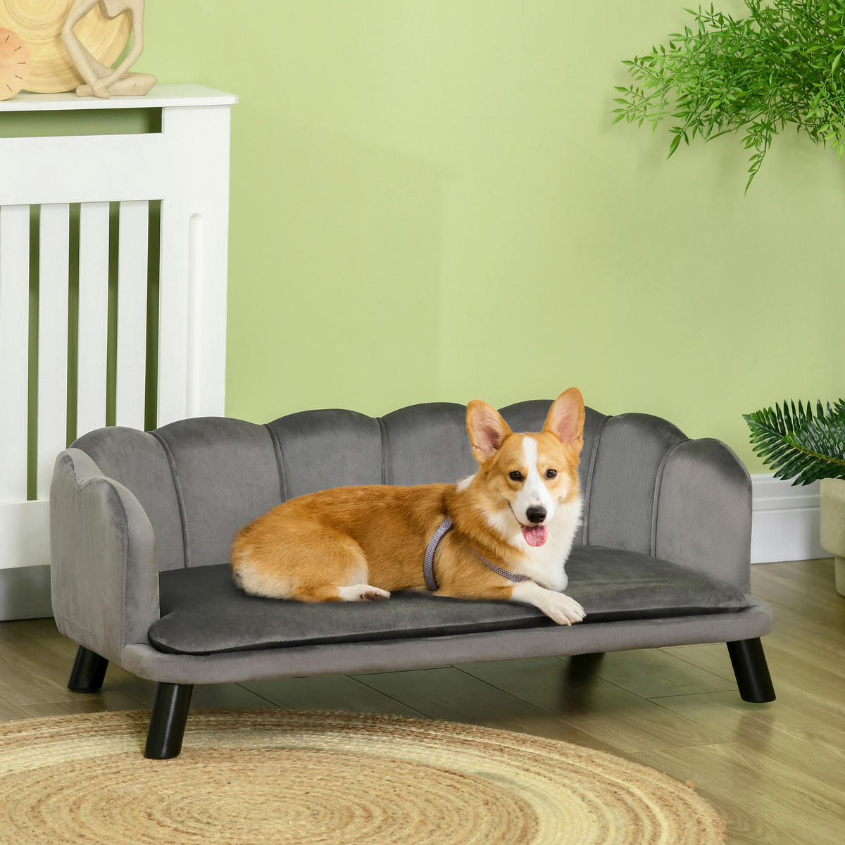 PawHut Hundesofa grau Schaumstoff B/H/L: ca. 60,5x35,5x98,5 cm Hundesofa - grau (98,50/60,50/35,50cm) - PawHut