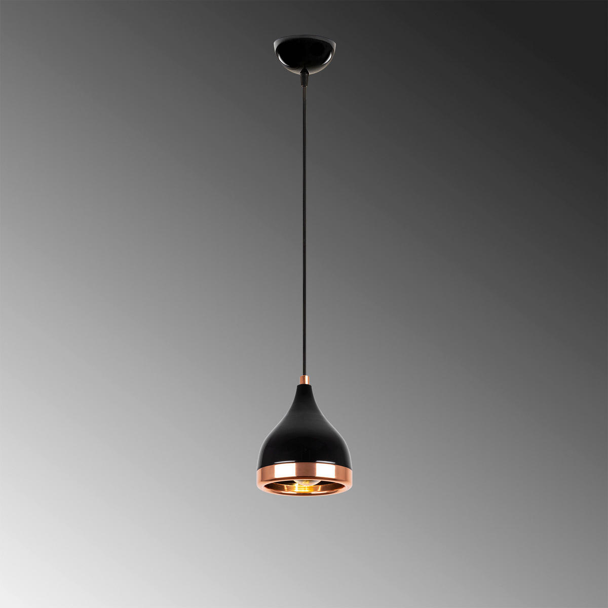 Opviq Pendelleuchte Yildo Kupfer schwarz Metall B/H/T/L/D: ca. 15x135x15x15x15 cm E27 1 Brennstellen Yildo - schwarz/Kupfer (15,00/15,00/135,00cm) - Opviq