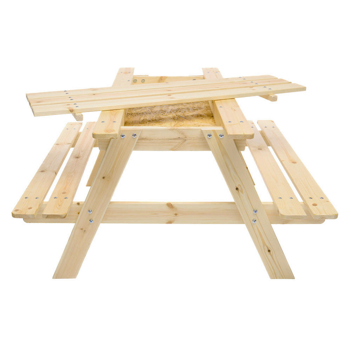 Timbela Kindersitzgarnitur M010 natur Holz B/H/L: ca. 90x50x90 cm M010 - natur (90,00/90,00/50,00cm) - Timbela
