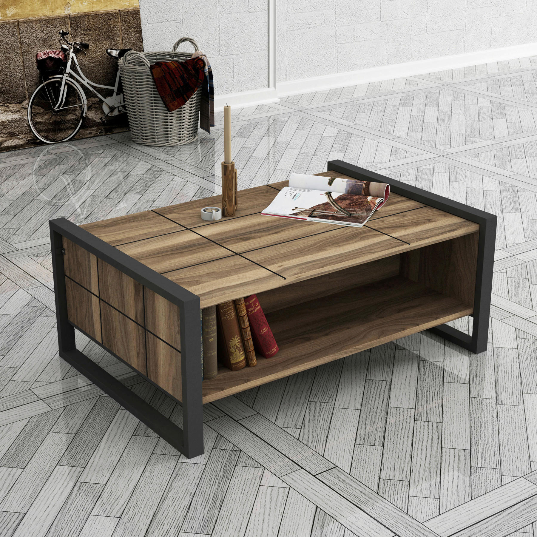 Couchtisch Lost walnuss Nachbildung B/H/T: ca. 94,4x38x64,5 cm Lost - walnuss (94,40/38,00/64,50cm) - moebel17