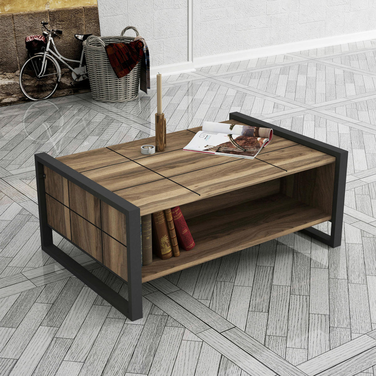 Couchtisch Lost walnuss Nachbildung B/H/T: ca. 94,4x38x64,5 cm Lost - walnuss (94,40/38,00/64,50cm) - moebel17