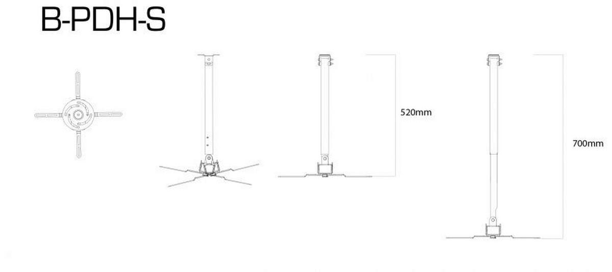 VCM Deckenhalterung Deckenhalterung schwarz Deckenhalterung B-PDH - schwarz (22,00/70,00/24,00cm) - VCM