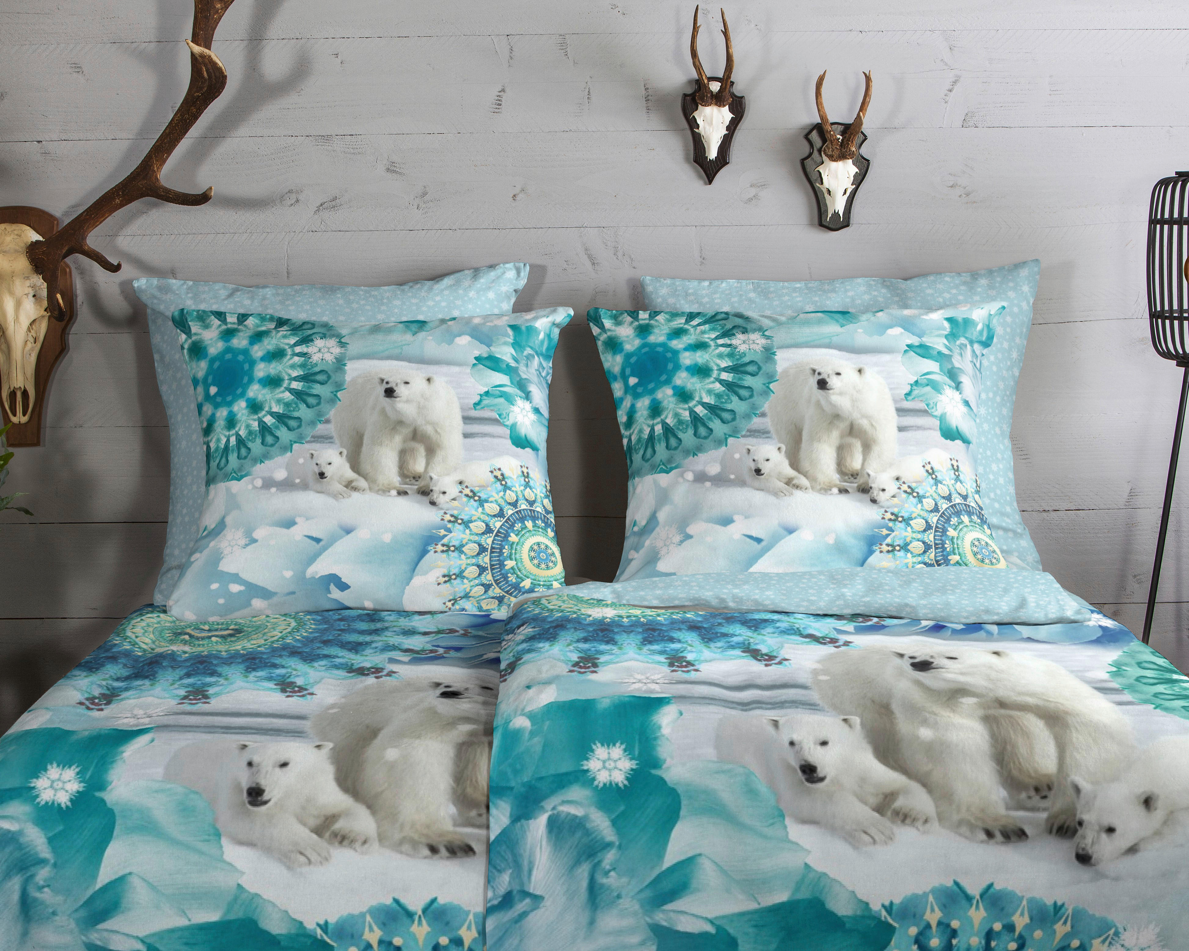 Thumbnail - Baumwoll Bettwäsche Seppo Flanell blau Baumwolle B/L: ca. 135x200 cm