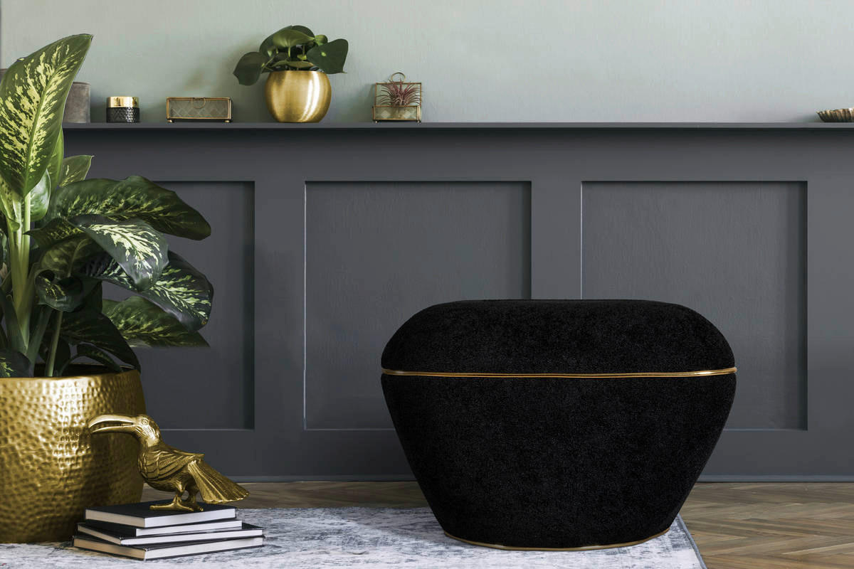360 Living Hocker Contessa 110 schwarz gold B/H/T: ca. 60x42,5x60 cm Contessa 110 - gold/schwarz (60,00/42,50/60,00cm) - 360 Living
