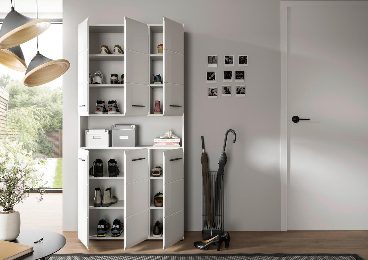 Mehrzweckschrank Ice weiß weiß Hochglanz B/H/T: ca. 90x185x30 cm Ice - weiß (90,00/185,00/30,00cm) - xonox.home