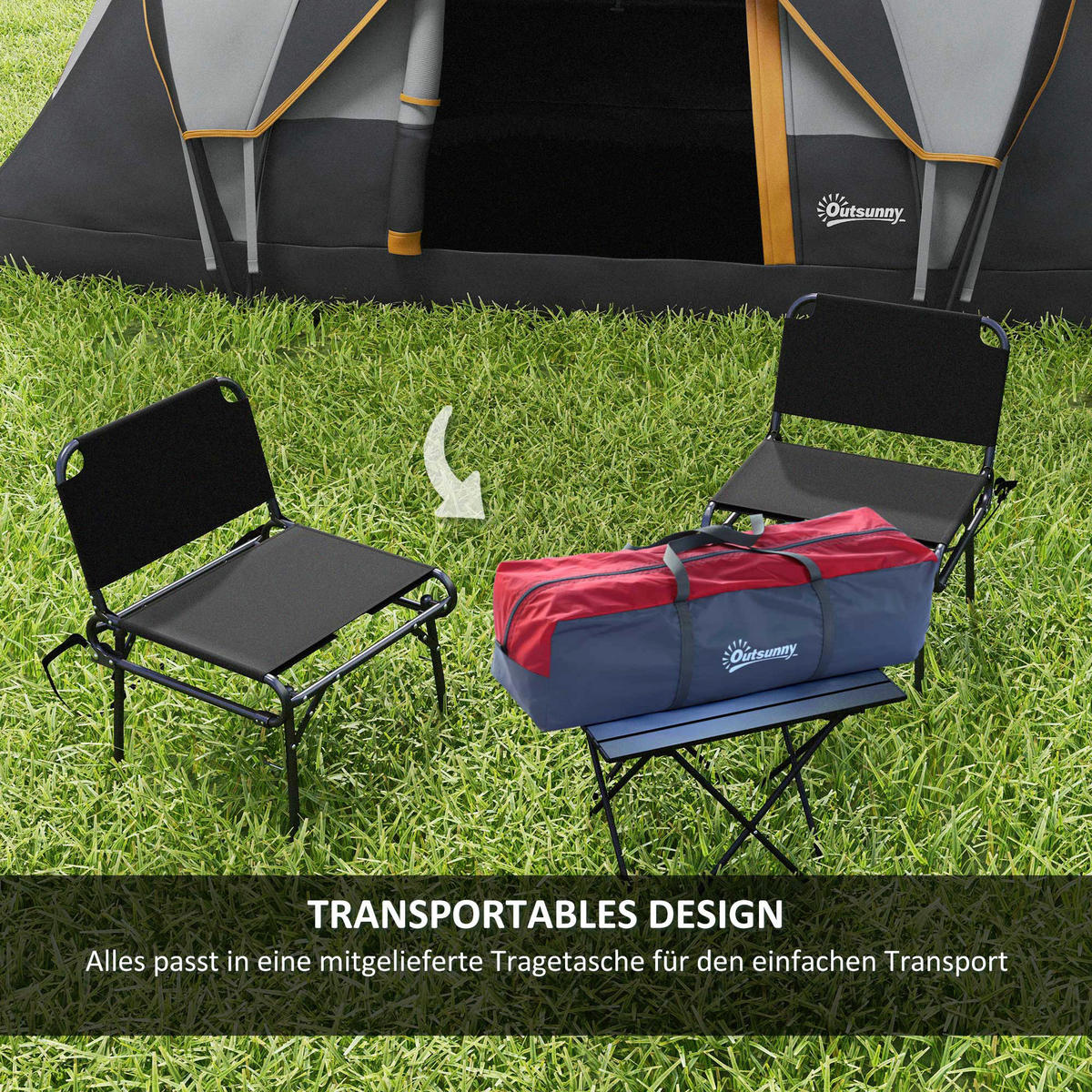 Outsunny Campingzelt schwarz Stahl B/H/L: ca. 220x180x455 cm Campingzelt - hellgrau/schwarz (455,00/220,00/180,00cm) - Outsunny
