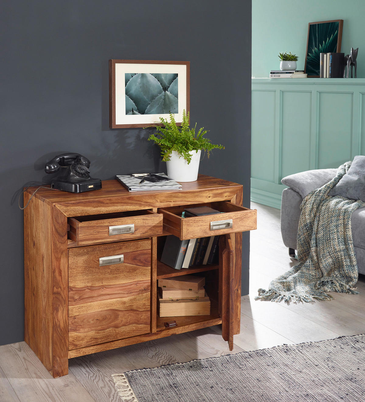 Sideboard natur B/H/T: ca. 90x70x40 cm Sideboard - natur (90,00/70,00/40,00cm) - Wohnling