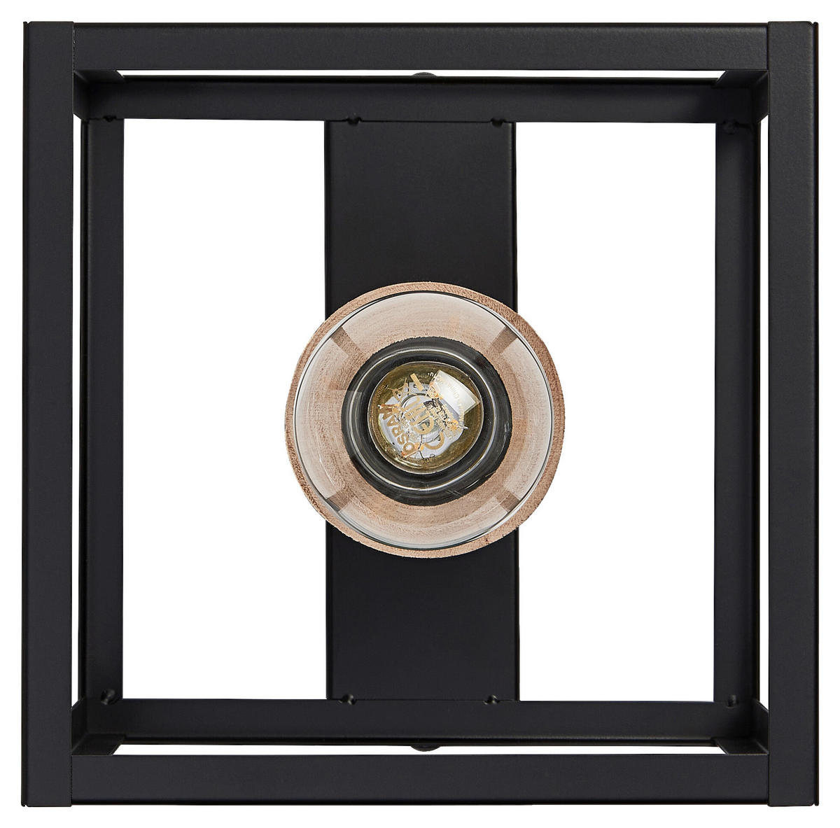 LEDVANCE Wandleuchte Nairobi 759145 schwarz Metall Holz B/H/L: ca. 22,7x17x17 cm E27 1 Brennstellen Decor Nairobi - schwarz (17,00/22,70/17,00cm) - LEDVANCE
