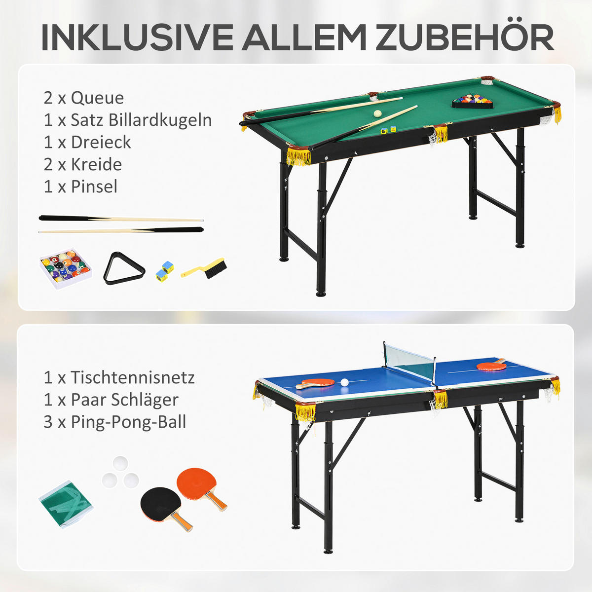 SPORTNOW Multispieltisch grün Stahl B/H/L: ca. 63x80x140 cm Multispieltisch - blau/grün (140,00/63,00/80,00cm) - SPORTNOW
