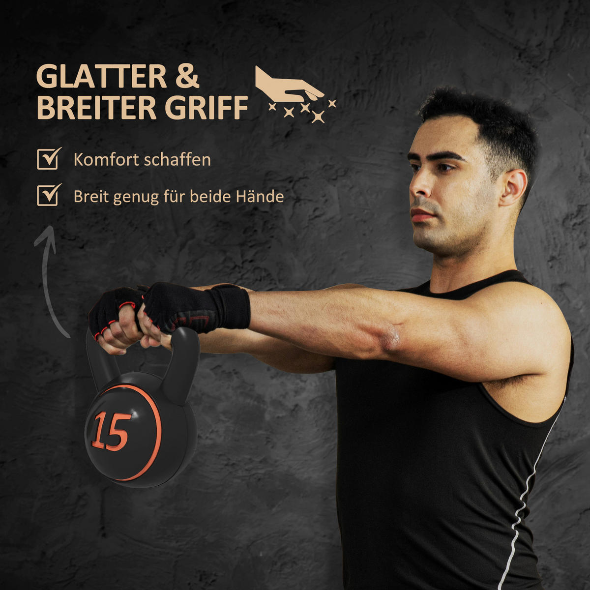 SPORTNOW Kettlebell schwarz Kunststoff B/H/L: ca. 18x24x18 cm Kettlebell-Set 3tlg. - schwarz (18,00/18,00/24,00cm) - SPORTNOW