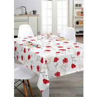 Milano Abwaschbarer Tischbelag Mohn Abstrakt weiß B: ca. 140 cm Mohn Abstrakt - weiß/rot (140,00cm) - Milano