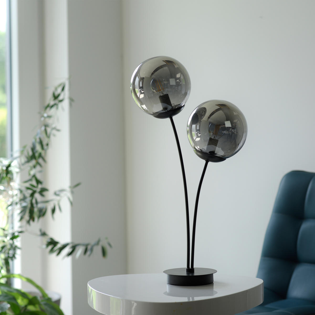 Just Light Tischleuchte BIG WIDOW 14605-18 schwarz Rauchglas Metall B/H: ca. 33,5x60 cm E14 2 Brennstellen BIG WIDOW - schwarz (33,50/60,00cm) - Just Light