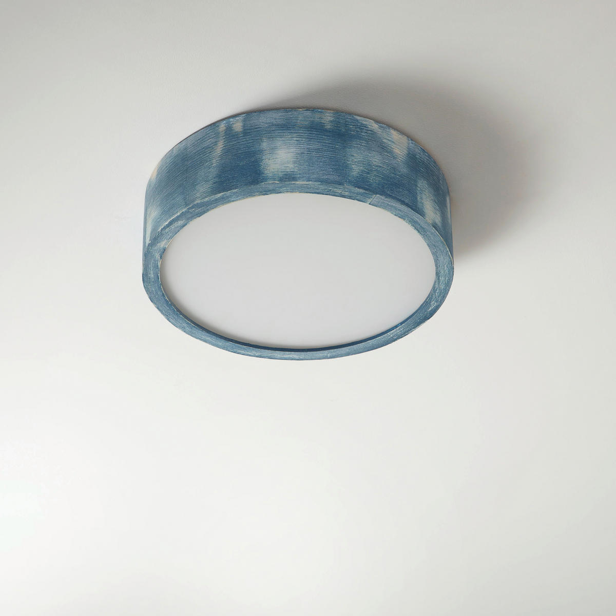 Lamkur Deckenleuchte hellbraun blau Glas Holz B/H/L: ca. 28x28x10 cm 1 Brennstellen Eveline - blau/hellbraun (10,00/28,00/28,00cm) - Lamkur