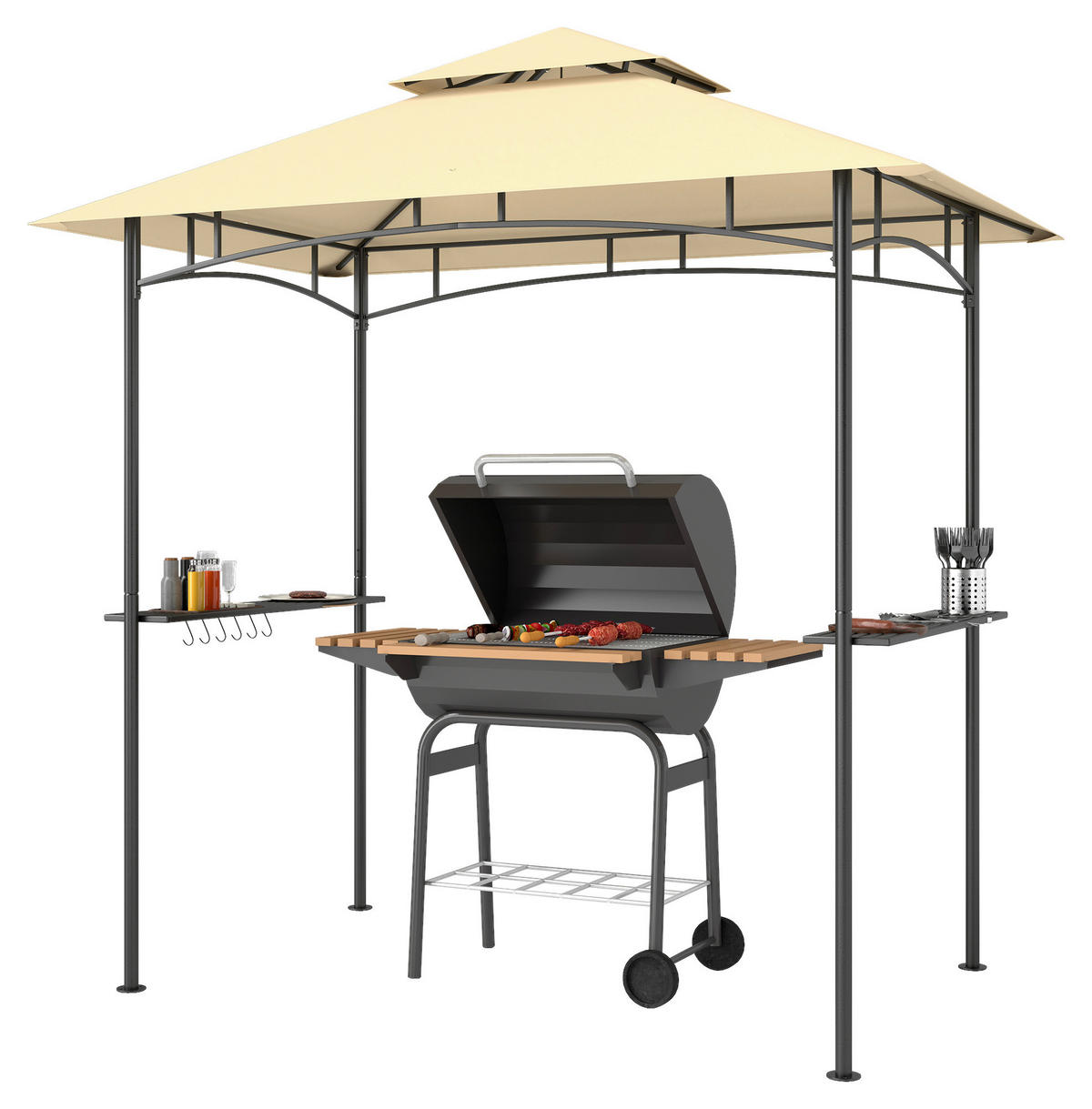 Outsunny Grillpavillon beige Metall B/H/L: ca. 150x258x240 cm Grillpavillon - beige (240,00/150,00/258,00cm) - Outsunny