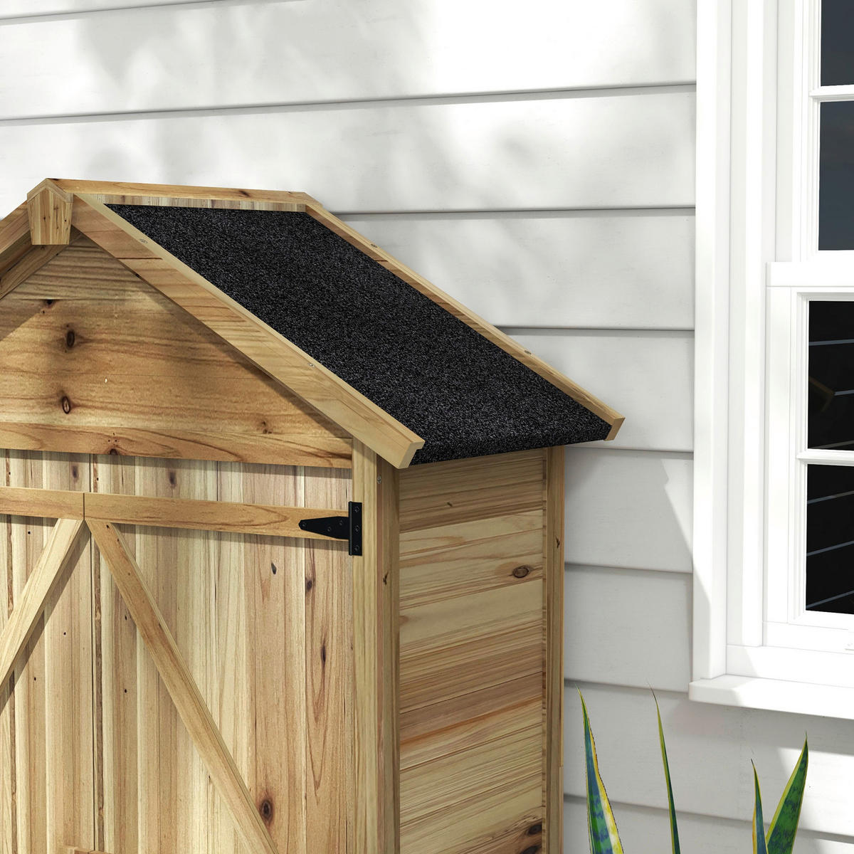 Outsunny Gartenschrank natur Holz B/H/L: ca. 54x177x102 cm Gartenschrank - natur (102,00/54,00/177,00cm) - Outsunny