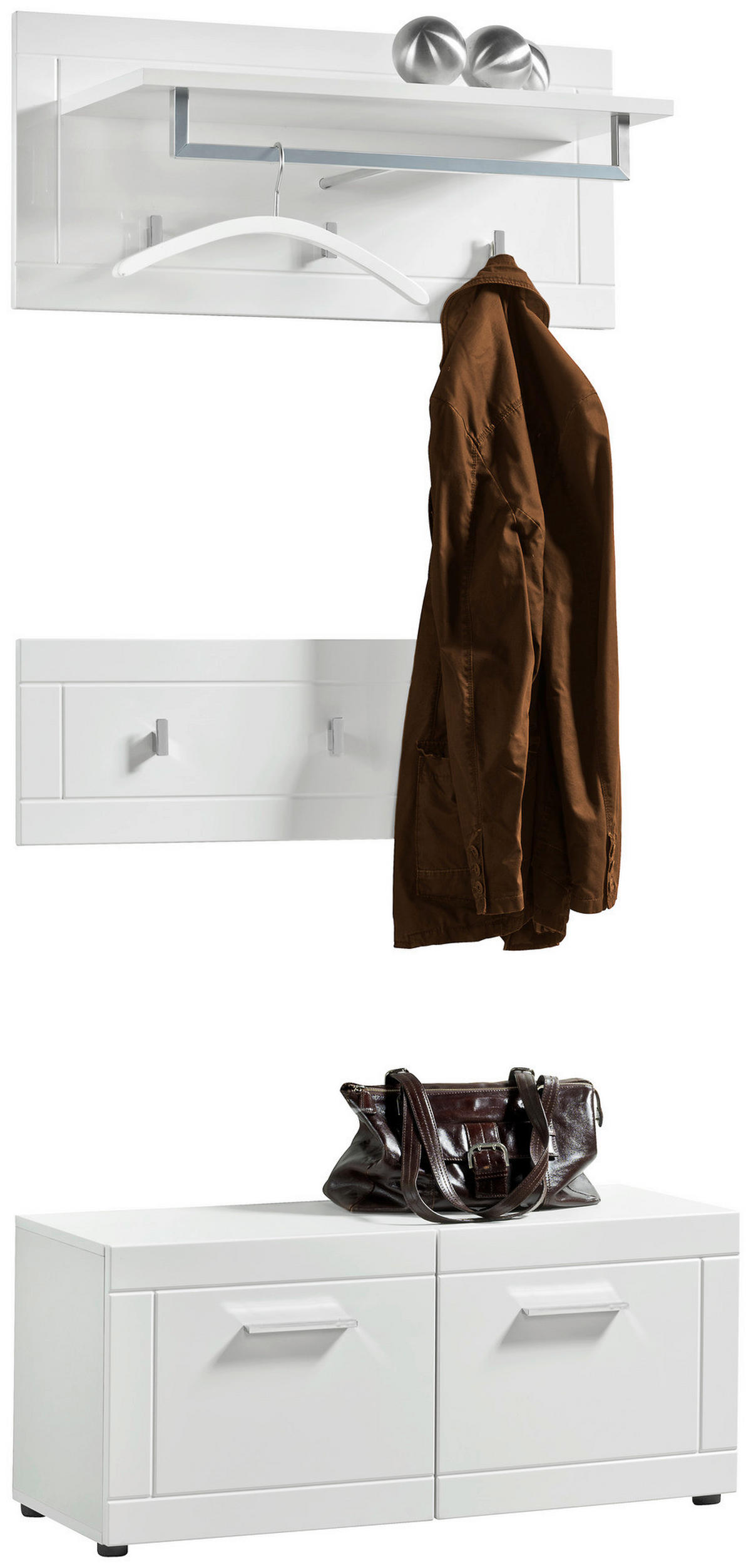 Sitzbank Atlanta weiß weiß Hochglanz B/H/T: ca. 90x40x35 cm Atlanta - weiß (90,00/40,00/35,00cm)