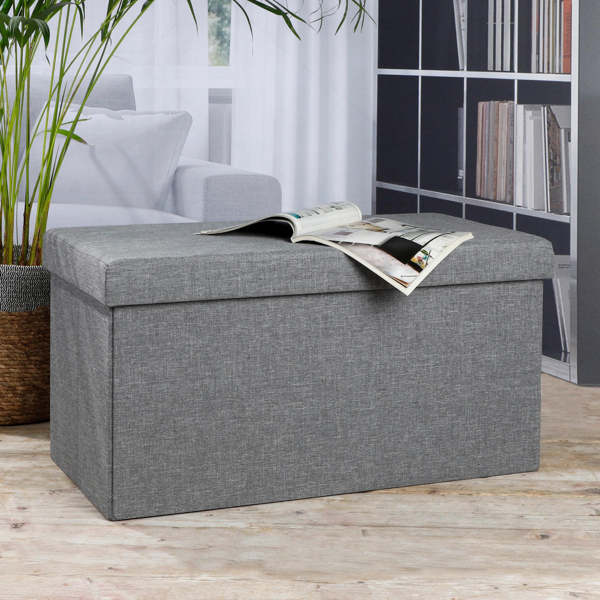 HI Sitzbank mit Aufbewahrungsfunktion grau B/H/L: ca. 38x38x76 cm Sitzbank_mit_Aufbewahrungsfunktion - grau (76,00/38,00/38,00cm) - HI