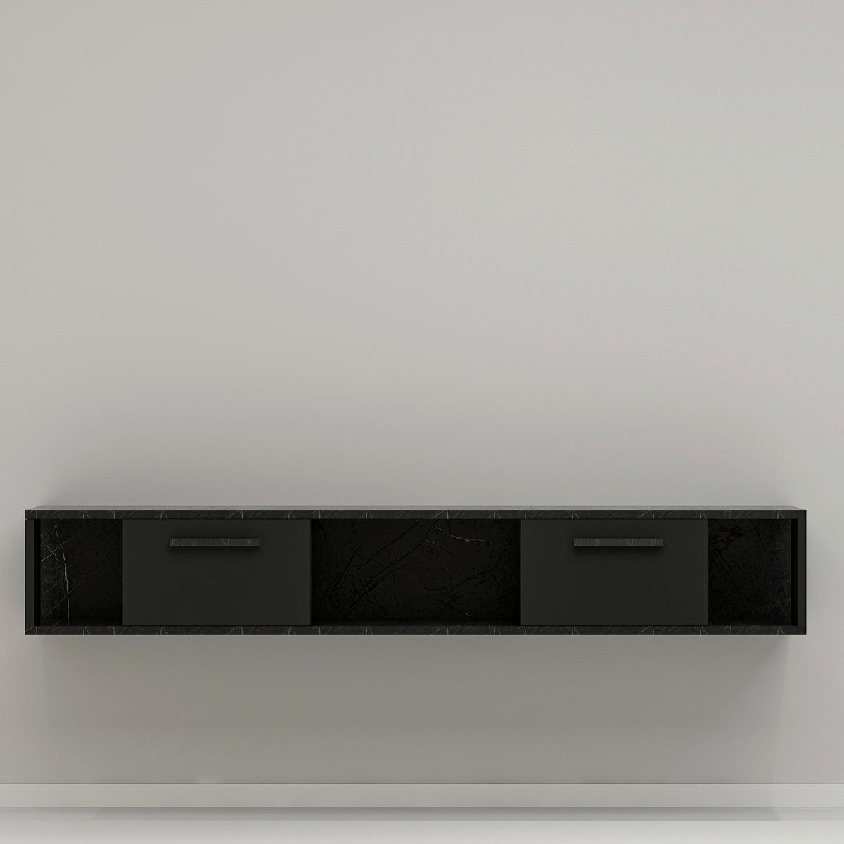 TV-Lowboard Aldora schwarz Marmoroptik B/H/T: ca. 160x30x30 cm Aldora - schwarz/Marmoroptik (160,00/30,00/30,00cm) - moebel17