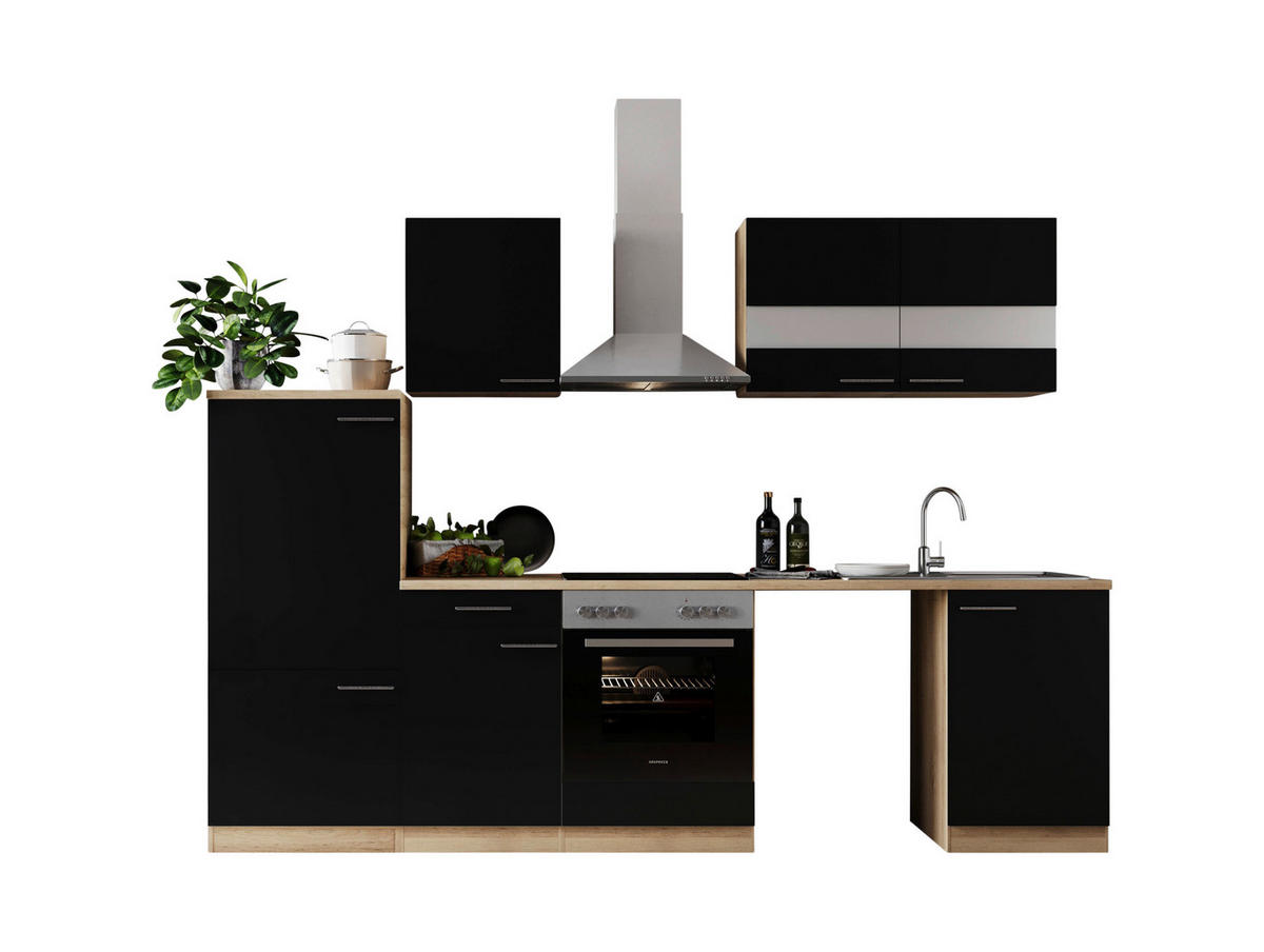 Respekta Küchenblock Merle schwarz B/H/T: ca. 280x200x60 cm Merle - Eiche/schwarz (280,00/200,00/60,00cm) - Respekta