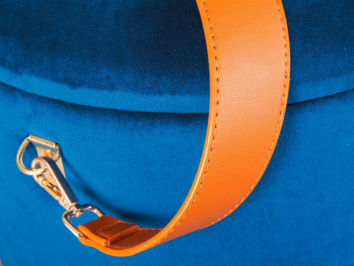 Inter Link Hocker Papua blau MDF Samtoptik B/H/T: ca. 35x45x35 cm Papua - blau (35,00/45,00/35,00cm) - Inter Link