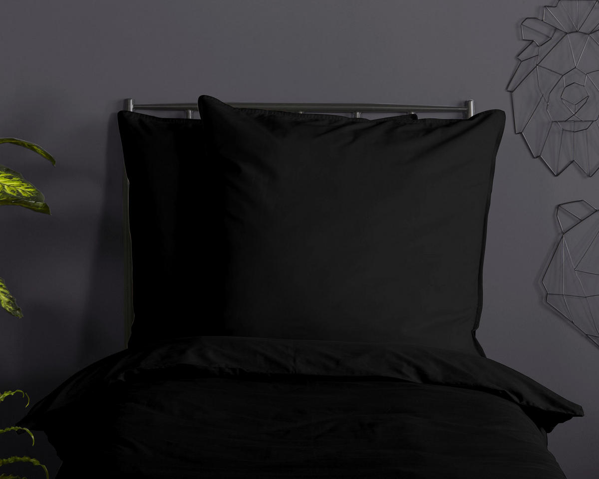 Baumwoll Bettwäsche Bettwäsche-Baumwolle_uni schwarz - schwarz (135,00/200,00cm) - Good Morning