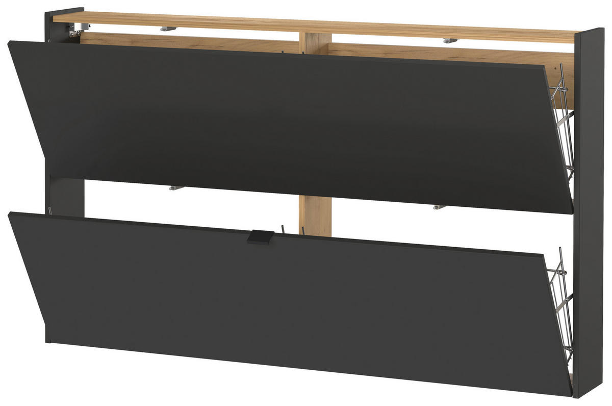 Schuhschrank 1392-549 Graphit Optik Eiche Navarra Nachbildung B/H/T: ca. 140x85x19 cm 1392-549 - Eiche/Graphit (140,00/85,00/19,00cm) - Germania