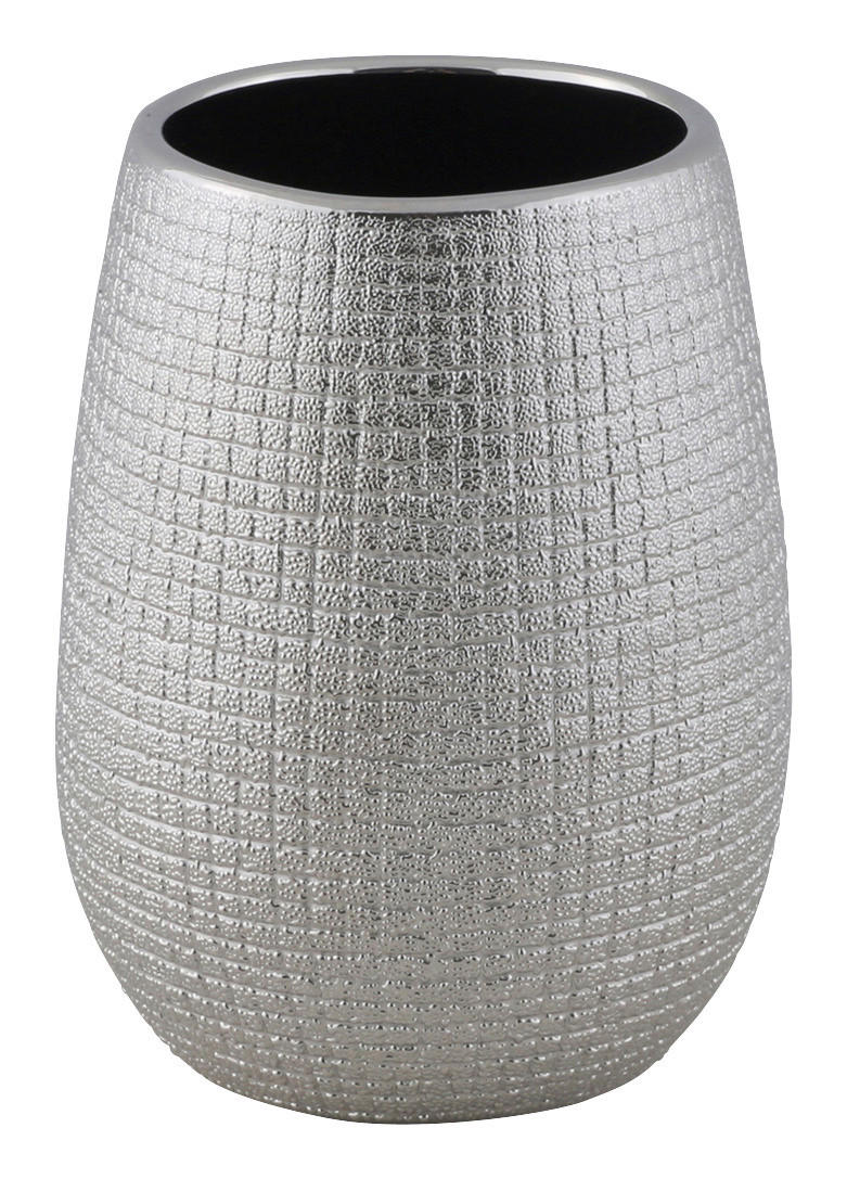 Zahnputzbecher silber Steingut B/H/L: ca. 8x11x8 cm Zahnputzbecher_Hollywood silber - silber (8,00/8,00/11,00cm) - Axentia