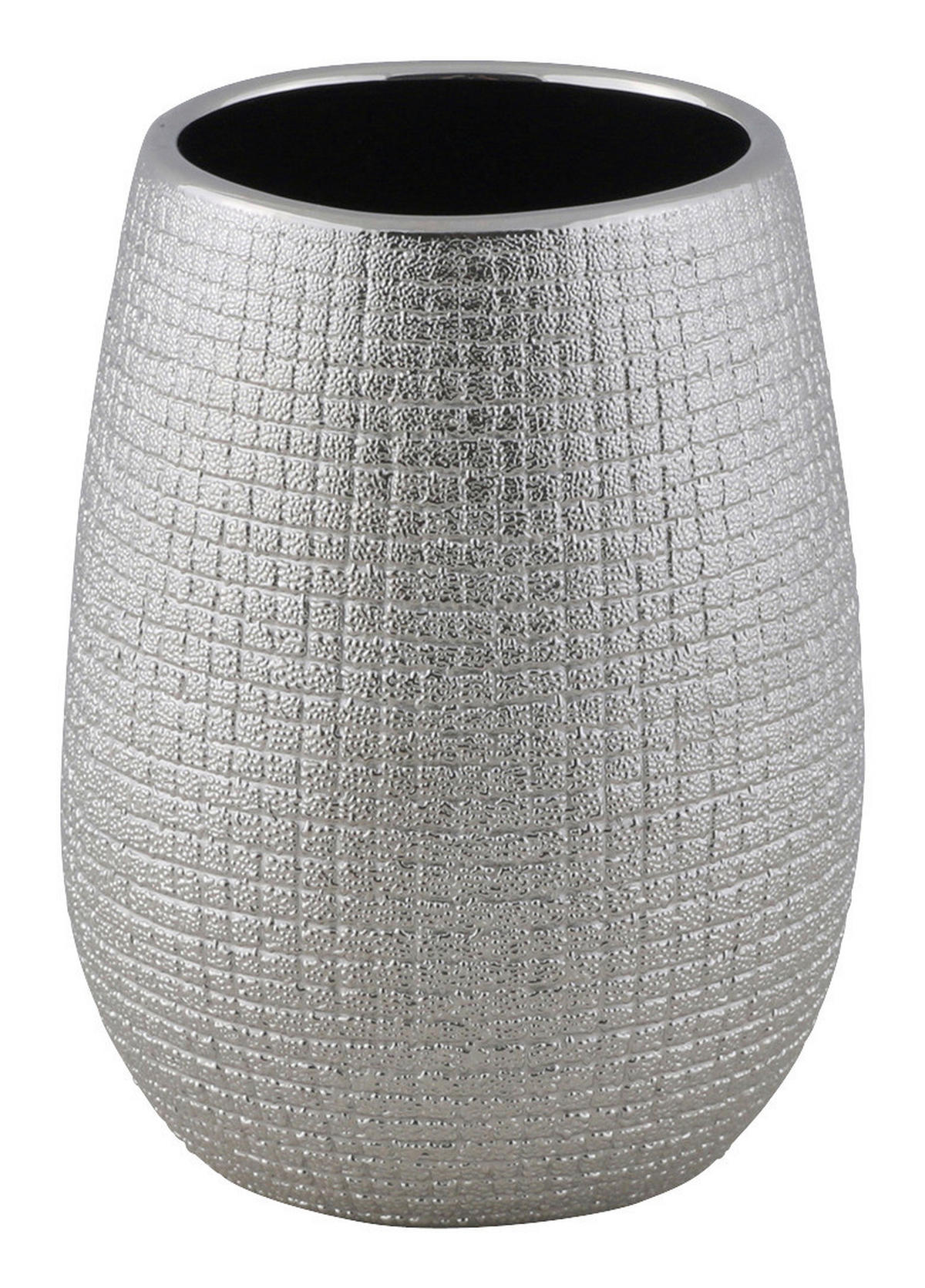 Zahnputzbecher silber Steingut B/H/L: ca. 8x11x8 cm Zahnputzbecher_Hollywood silber - silber (8,00/8,00/11,00cm) - Axentia