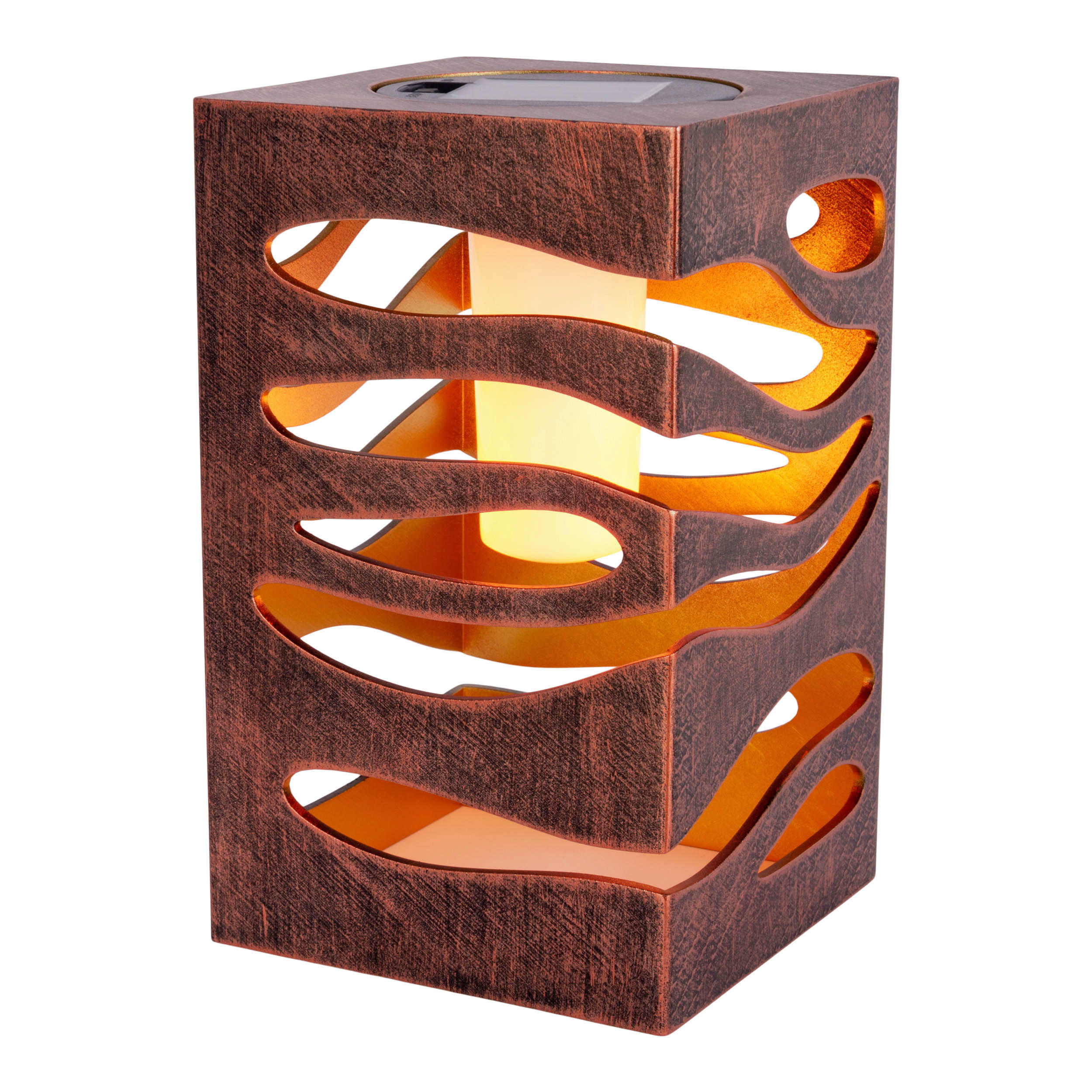 LED-Solarleuchte braun Kunststoff B/H/T: ca. 12,3x20x12,3 cm HILDA - braun (12,30/20,00/12,30cm) - Näve Leuchten