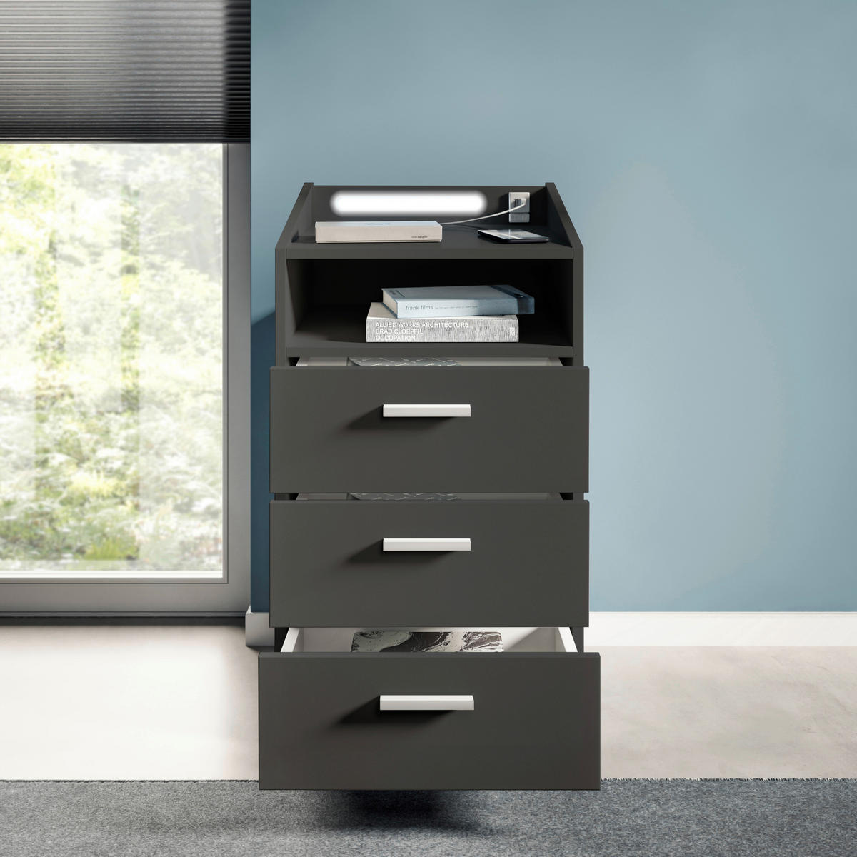 Nachtkonsole Lumo Graphit B/H/T: ca. 46x84x42 cm Lumo - Graphit (46,00/84,00/42,00cm)