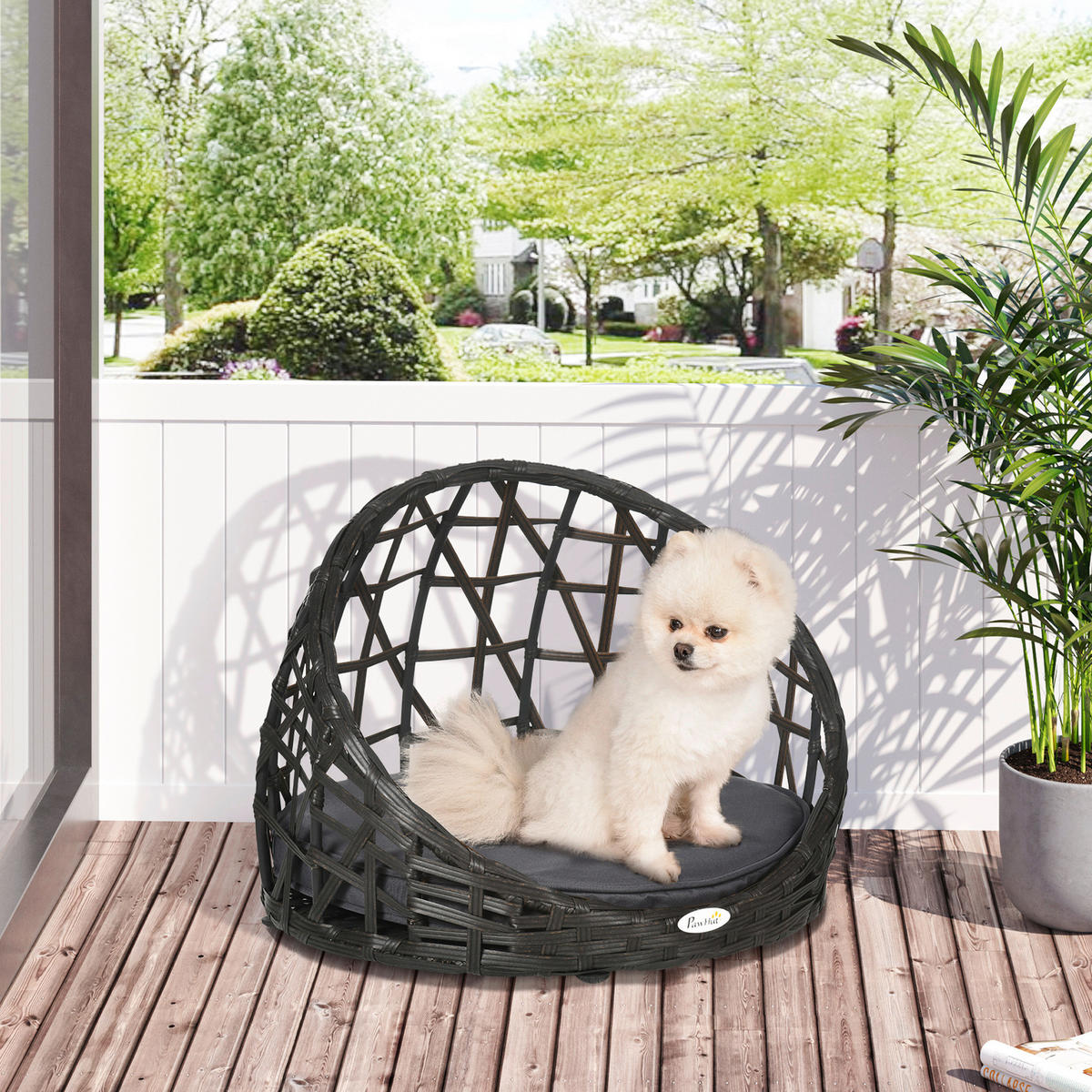 PawHut Hunde-Zubehör schwarz Edelstahl B/H/L: ca. 51x51x41 cm Hundehütte - schwarz (41,00/51,00/51,00cm) - PawHut