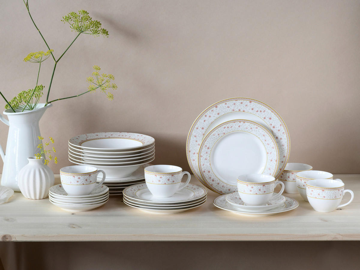 CreaTable Kombiservice Emilia weiß Porzellan 30 tlg. Emilia - weiß/creme - CreaTable
