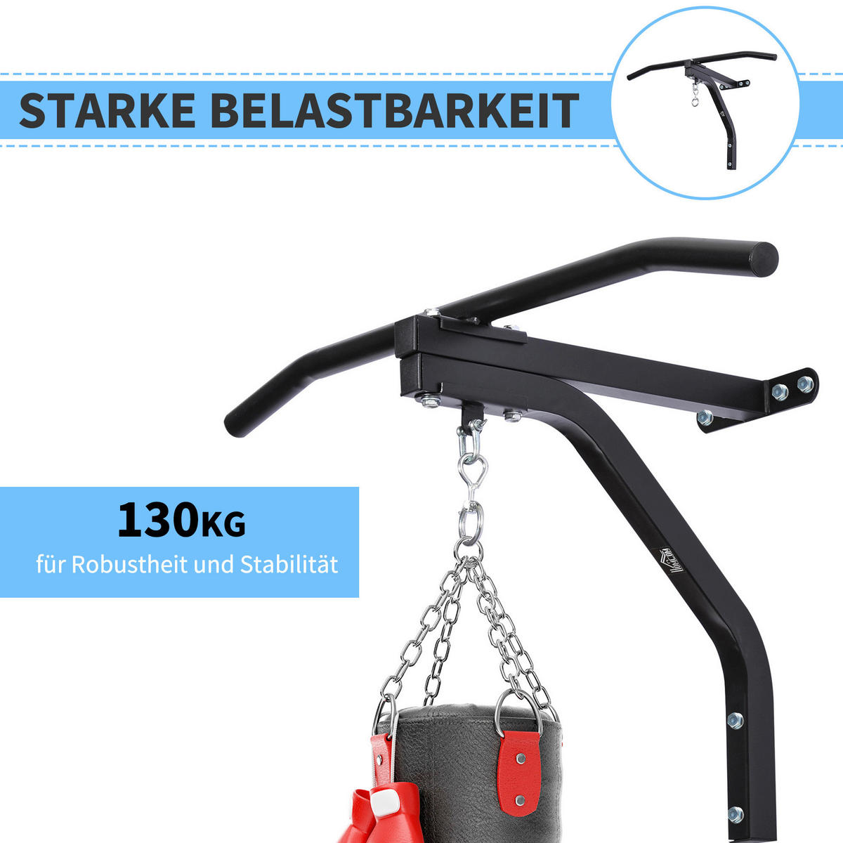 HOMCOM Fitness-Zubehör schwarz Edelstahl B/H/L: ca. 47x93x51 cm Boxsackhalterung - schwarz (51,00/47,00/93,00cm) - HOMCOM