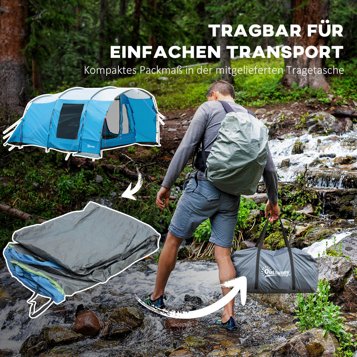 Outsunny Campingartikel B/H/L: ca. 275x445x195 cm Campingzelt - blau (195,00/275,00/445,00cm) - Outsunny