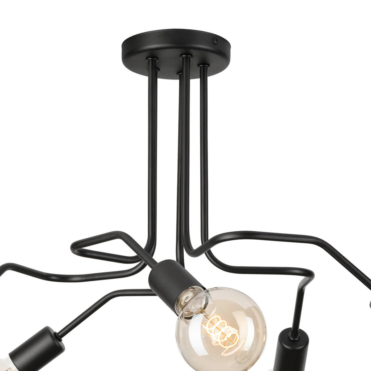 Lamkur Deckenleuchte DOMINO 51222 schwarz Stahl H/L: ca. 40x59 cm E27 5 Brennstellen Domino - schwarz (59,00cm) - Lamkur