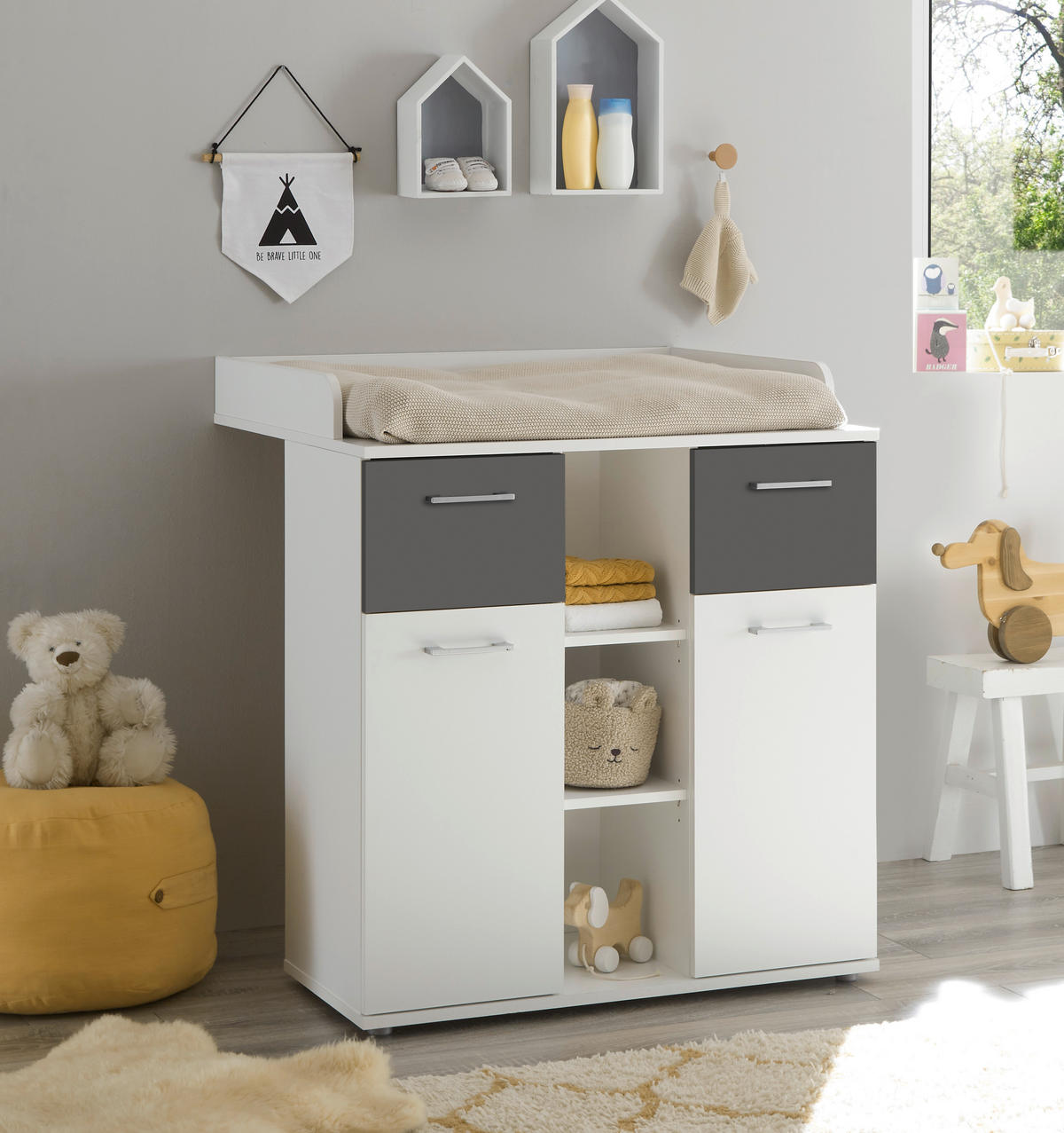 Wickelkommode Alex weiß Graphit B/H/T: ca. 89x101x78 cm Alex - weiß/Graphit (89,00/101,00/78,00cm)