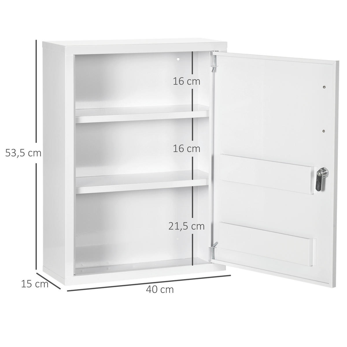 kleankin Medizinschrank weiß Polypropylen B/H/L: ca. 15x40x53,5 cm Medizinschrank - weiß (53,50/15,00/40,00cm) - kleankin