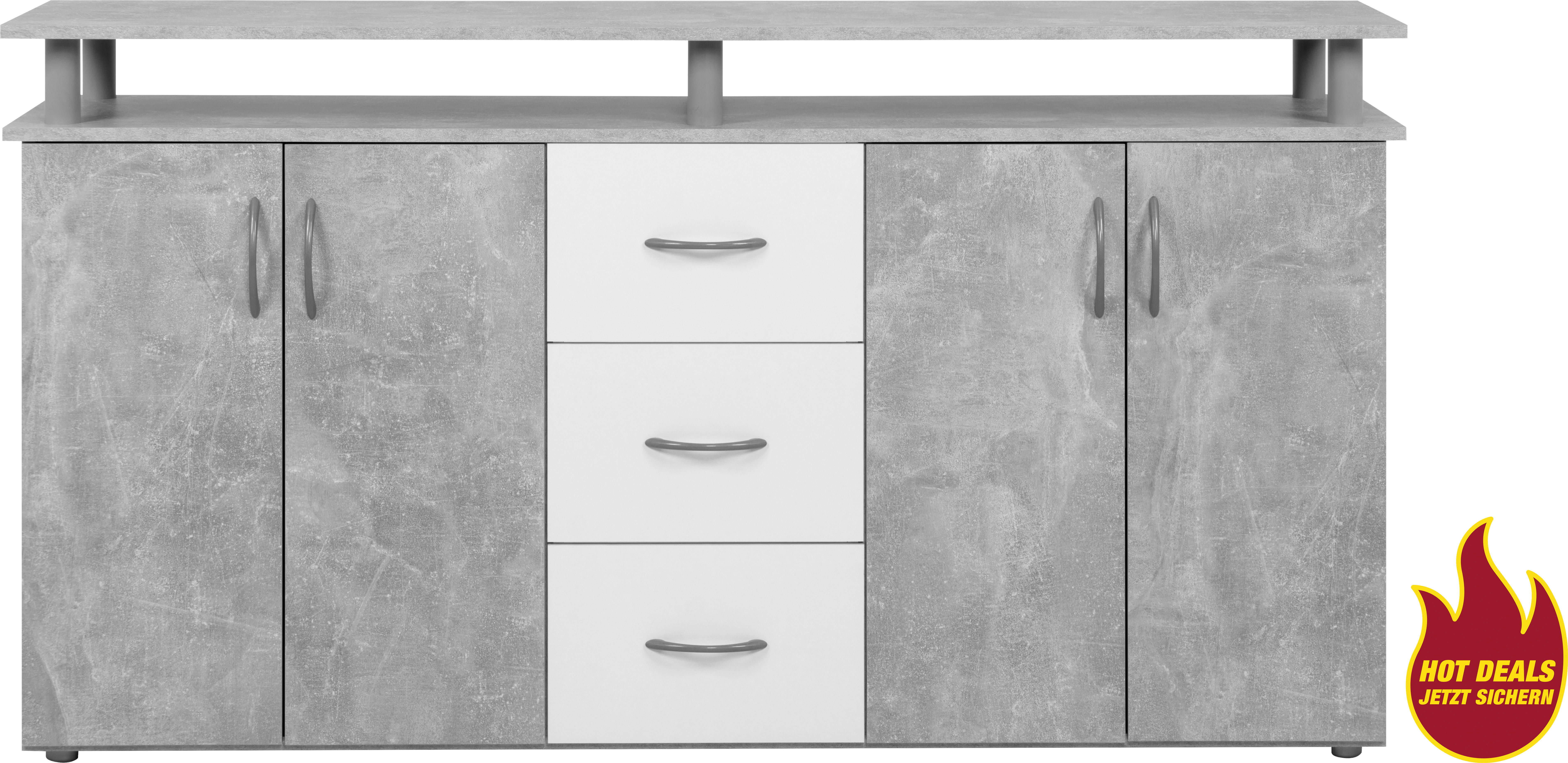 Megakommode Nevada Beton Optik B/H/T: ca. 155x84x35 cm Nevada - Beton (155,00/84,00/35,00cm)
