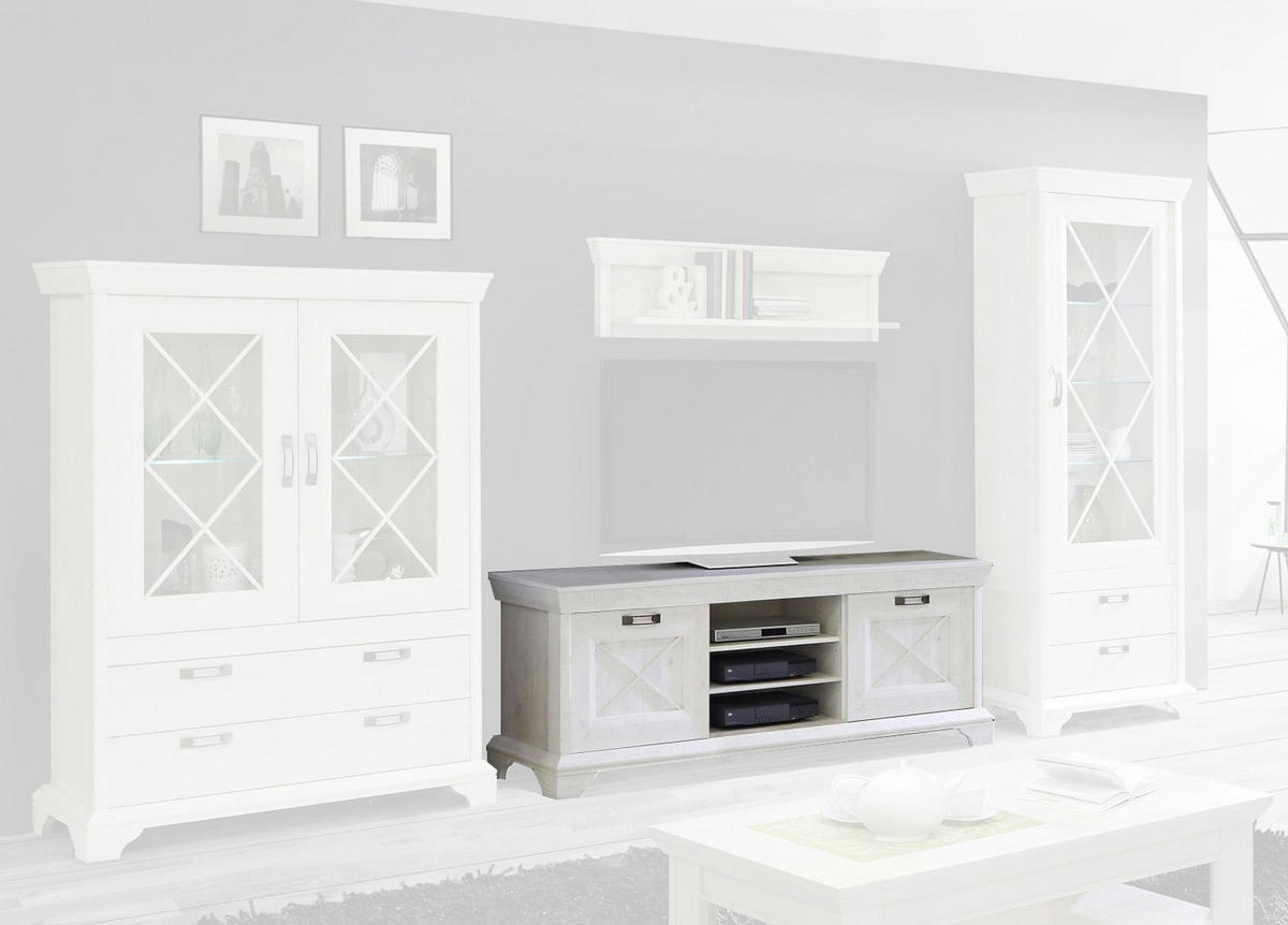 TV-Lowboard  weiß Pinie Nachbildung B/H/T: ca. 147x66x48 cm Kashmir_TV-Lowboard KSMT231-D43 - weiß (147,00/66,00/48,00cm)