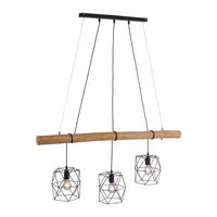Just Light Pendelleuchte 15503-18 Eisen Holz Kunststoff B: ca. 120 cm E27 3 Brennstellen Pendelleuchte_Edgar - (120,00cm) - Just Light