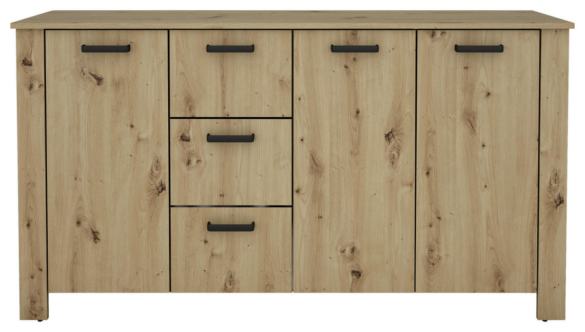Sideboard FARO Eiche schwarz B/H/T: ca. 160x84x40 cm FARO - Eiche/schwarz (160,00/84,00/40,00cm) - byLIVING