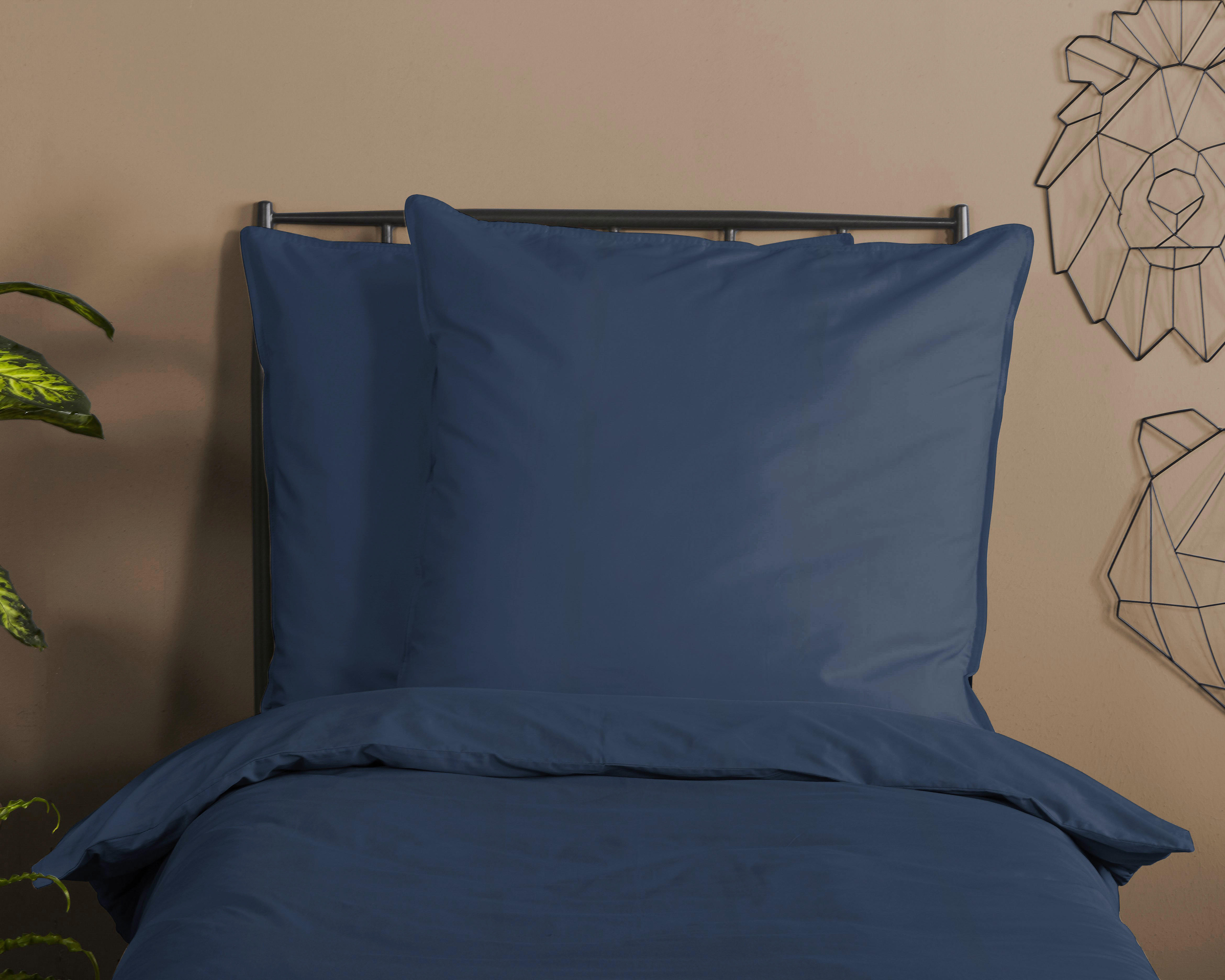 Thumbnail - Baumwoll Bettwäsche Satin dunkelblau Baumwolle B/L: ca. 135x200 cm