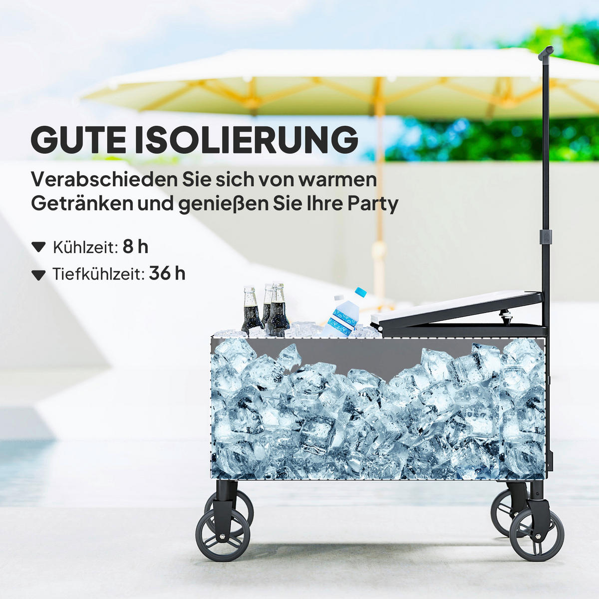Outsunny Kühlwagen schwarz Stahl B/H/L: ca. 46x120x87 cm Kühlwagen - schwarz (87,00/46,00/120,00cm) - Outsunny
