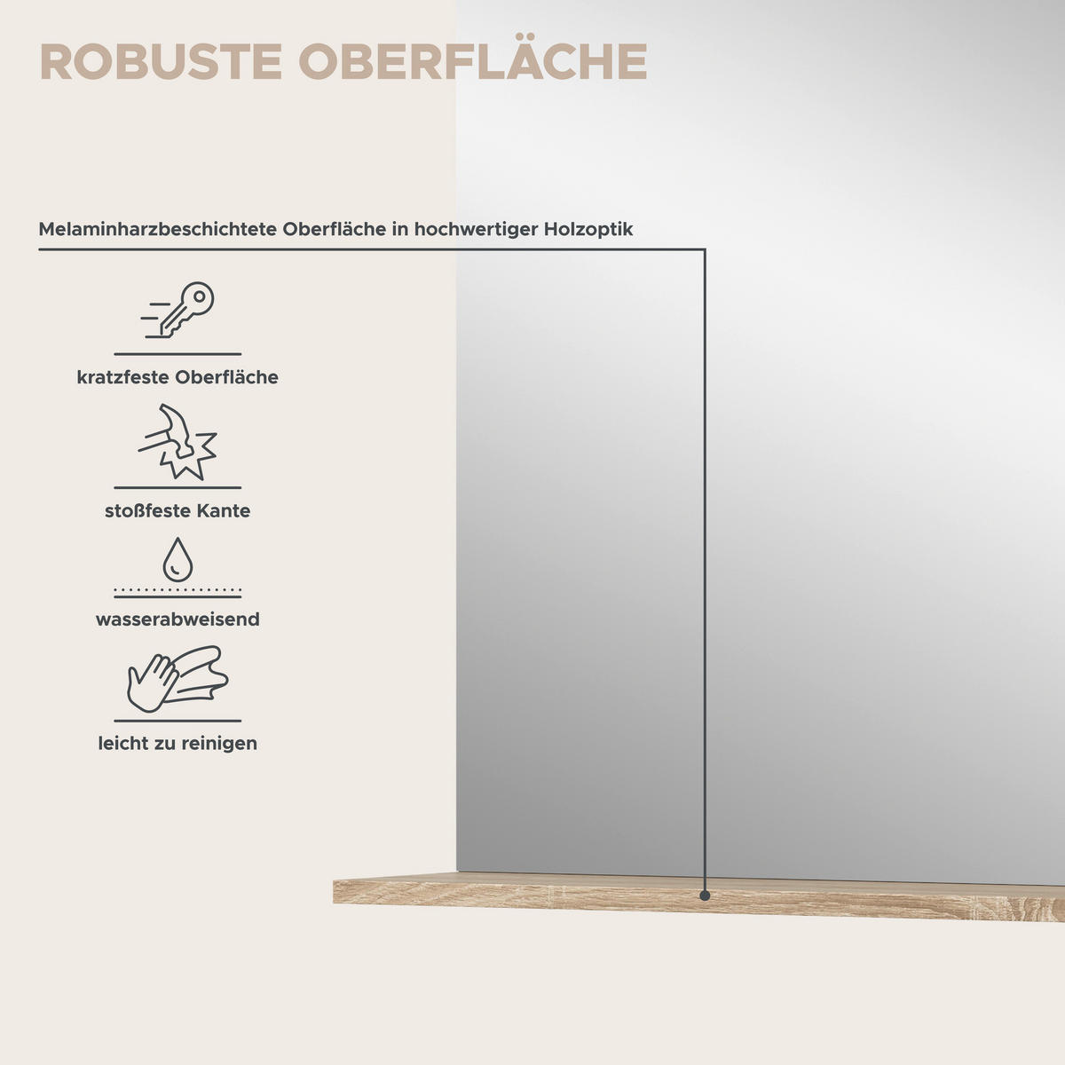 Badspiegel Lambada Eiche Sonoma Nachbildung weiß Hochglanz B/H/T: ca. 60x79x18 cm Lambada - Eiche/weiß (60,00/79,00/18,00cm) - xonox.home